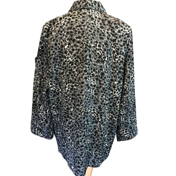 1980s Vintage Cheetah Print Blazer Jacket in Grays and Blacks, Size Large - Picture 4 of 6